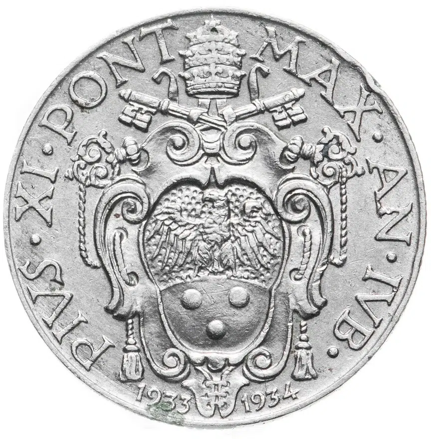 Ватикан 50 чентезимо (centesimi) 1933 "Юбилейный год 1933-1934", аверс