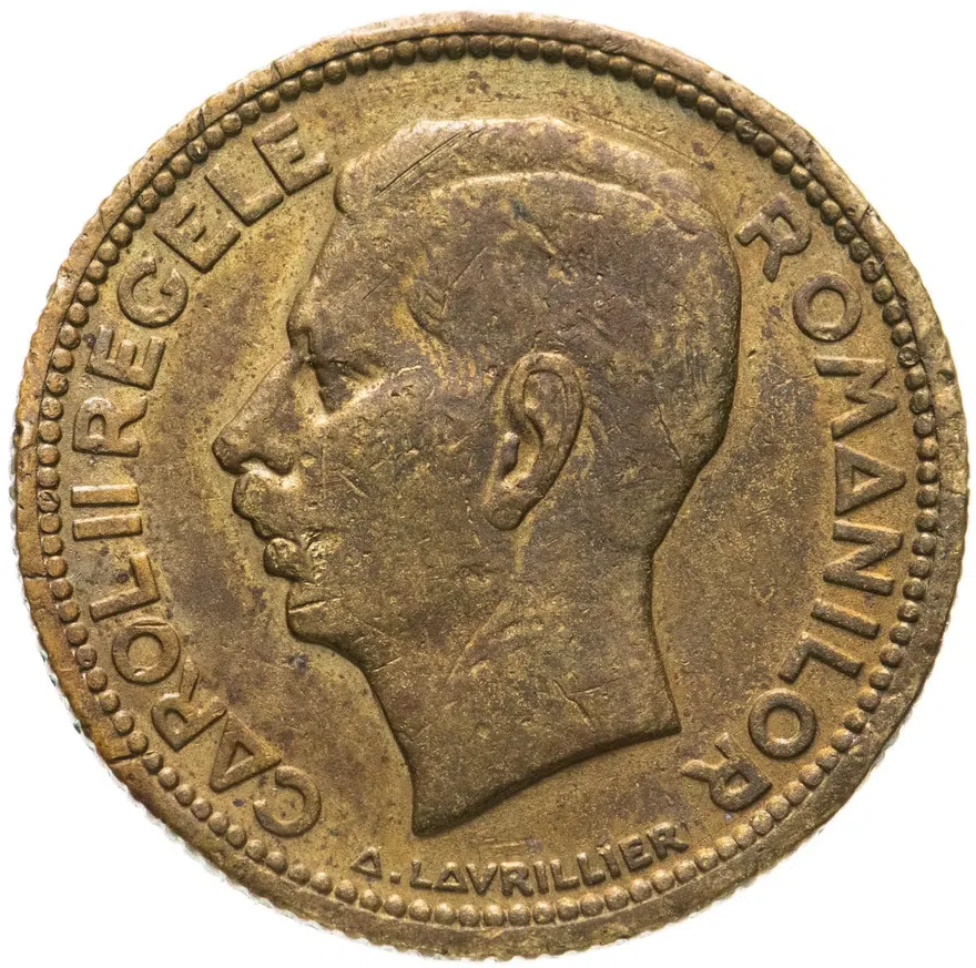 Румыния 10 леев (lei) 1930 H  знак монетного двора: "H" - Бирмингем, Heaton, аверс