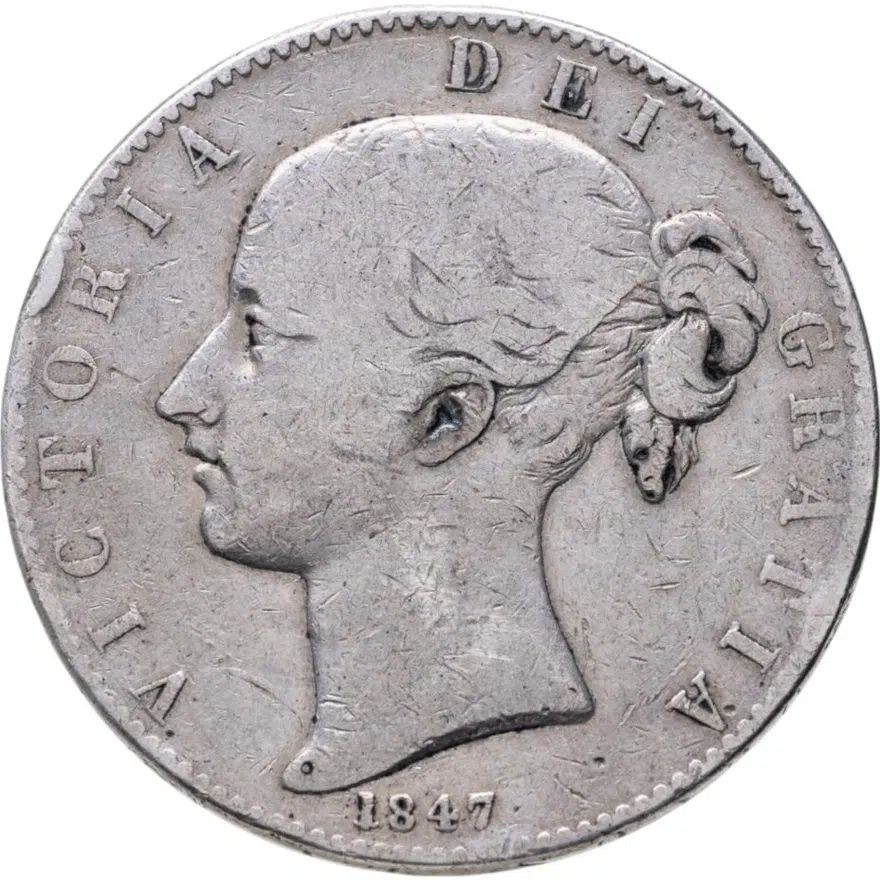 Великобритания 1 крона (crown) 1847, аверс