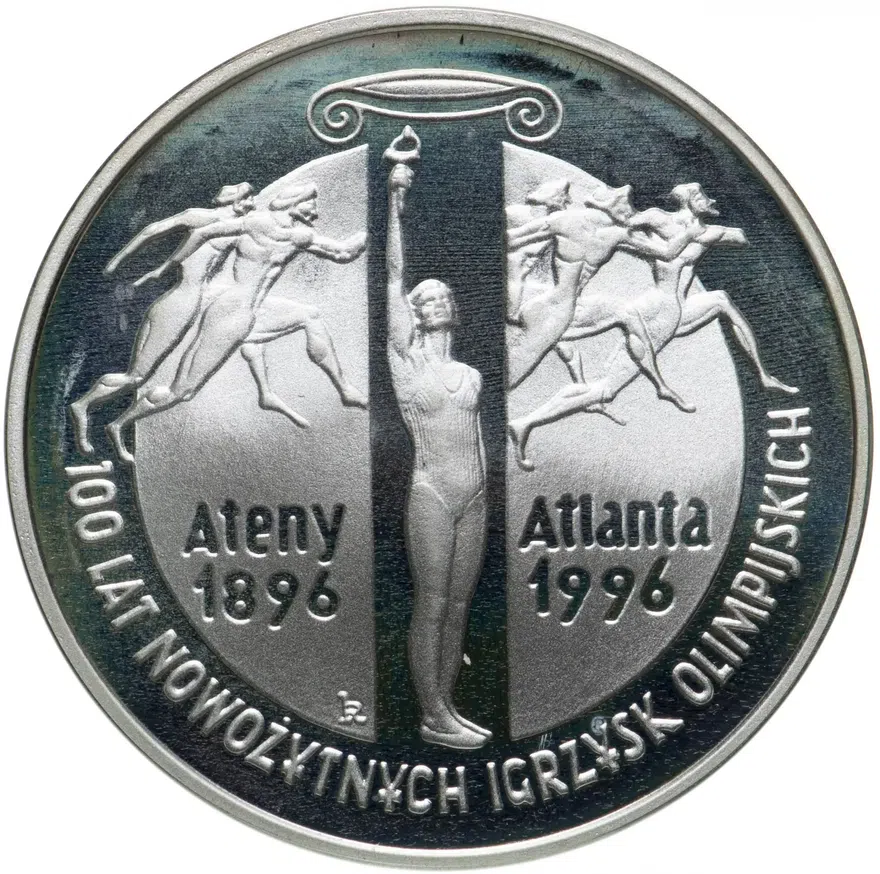 Польша 10 злотых (zlotych) 1995  100 лет Олимпийским Играм, аверс