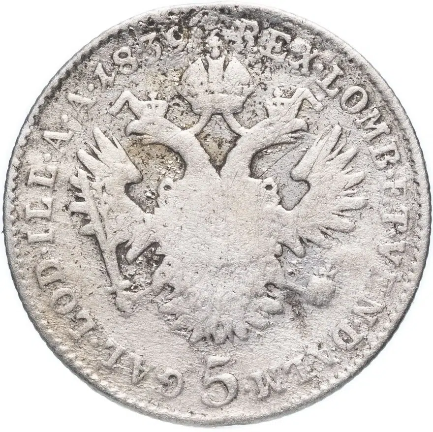 Австрия 5 крейцеров (kreuzer) 1839 A, реверс