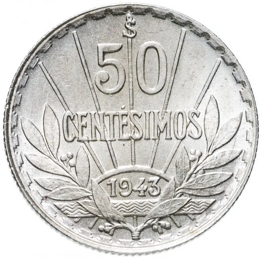 Уругвай 50 сентесимо (centesimos) 1943, реверс
