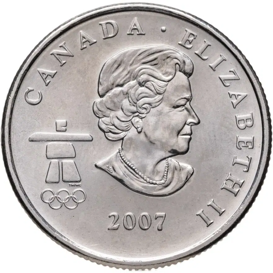 Канада 25 центов (квотер, cents) 2007  XXI зимние Олимпийские Игры, Ванкувер 2010 - Кёрлинг, аверс