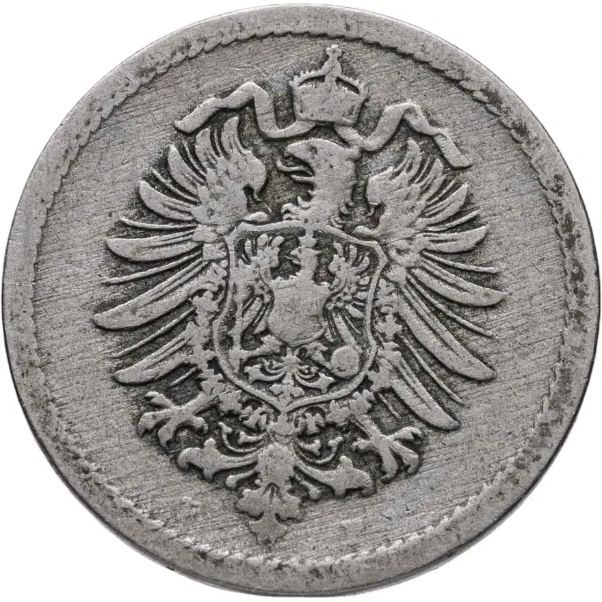 Германия 5 пфеннигов (pfennig) 1889 F  знак монетного двора: "F" - Штутгарт, реверс