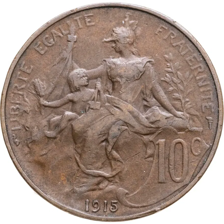 Франция 10 сантимов (centimes) 1915, аверс