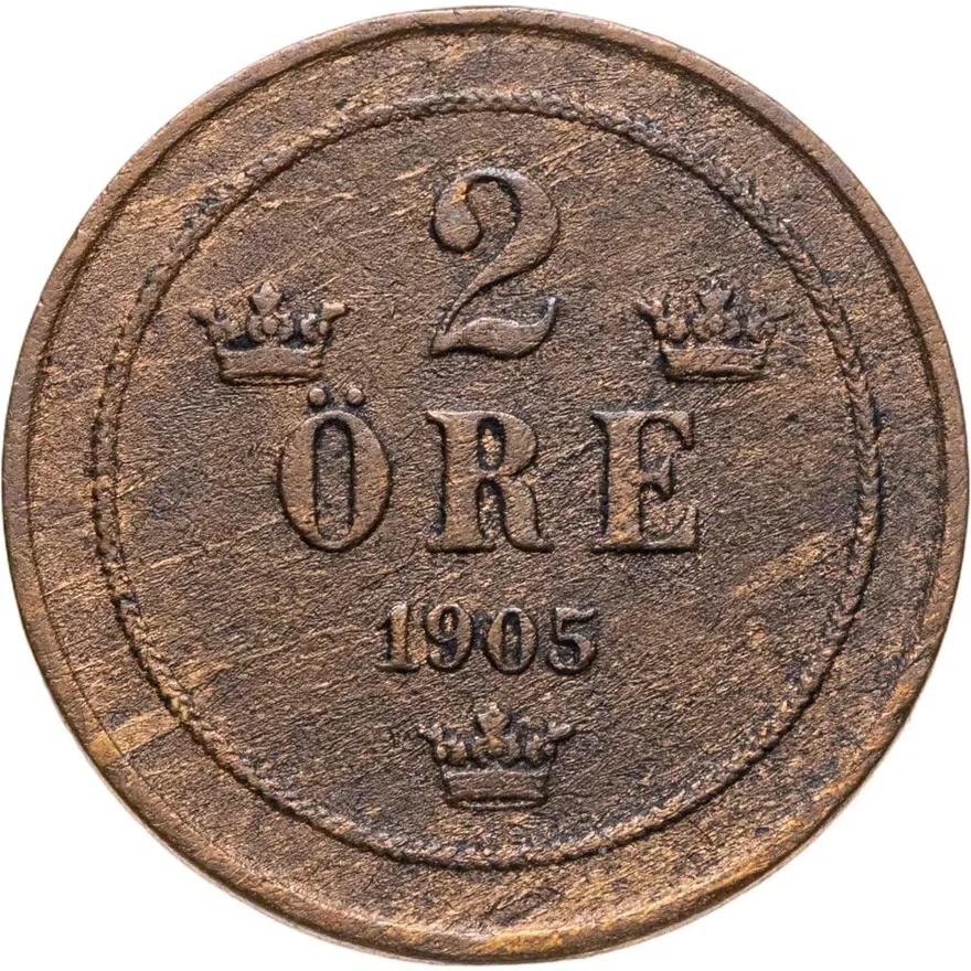 Швеция 2 эре (ore) 1905, аверс