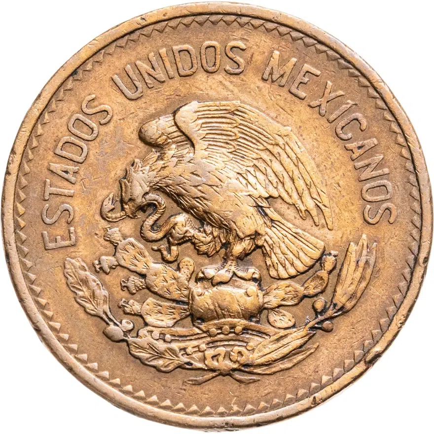 Мексика 20 сентаво (centavos) 1952, реверс