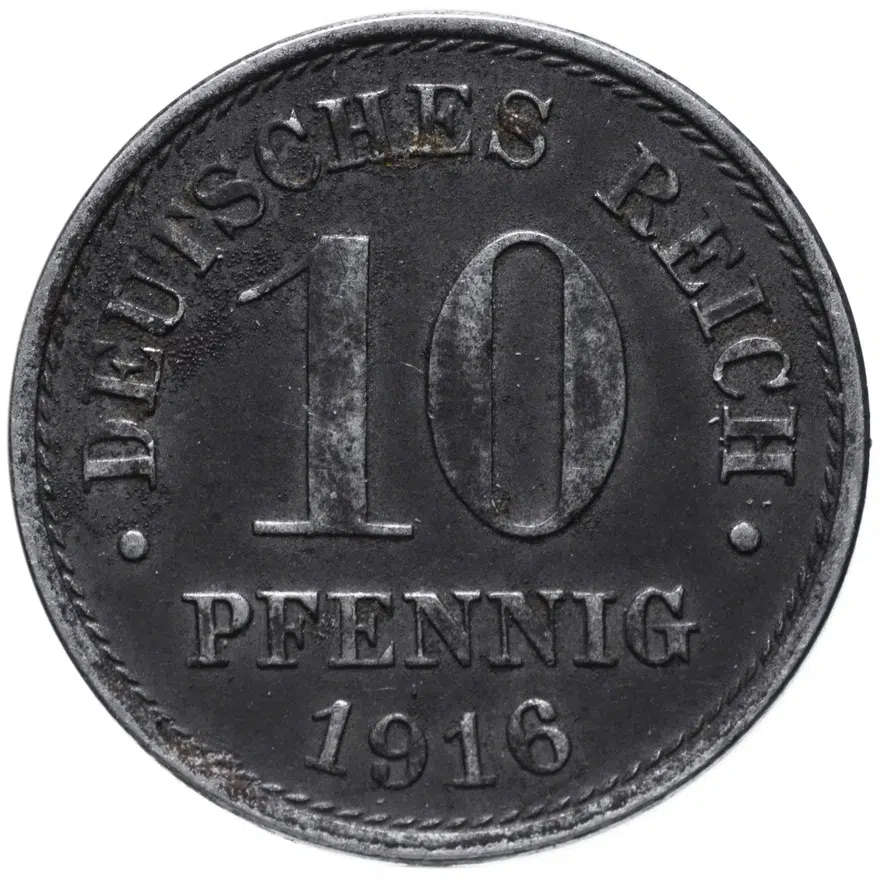 Германия (Германская империя) 10 пфеннигов (pfennig) 1916 G  железо