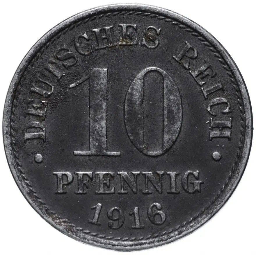 Германия (Германская империя) 10 пфеннигов (pfennig) 1916 G  железо, реверс
