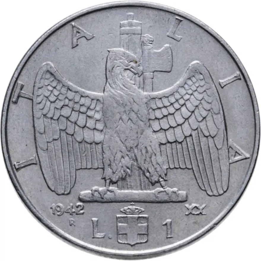 Италия 1 лира (lira) 1942, аверс