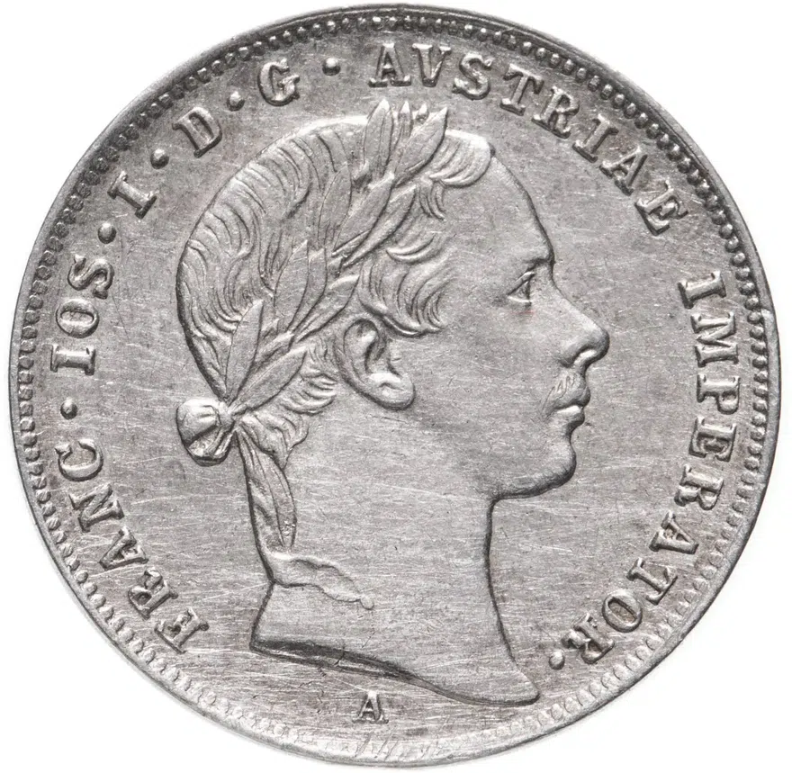 Австрия 10 крейцеров 1853 A  знак монетного двора "A" - Вена