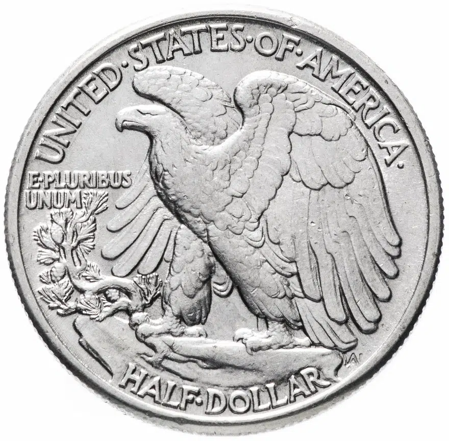 США 50 центов (1/2 доллара, half dollar) 1942  Walking Liberty Half Dollar Без отметки монетного двора
