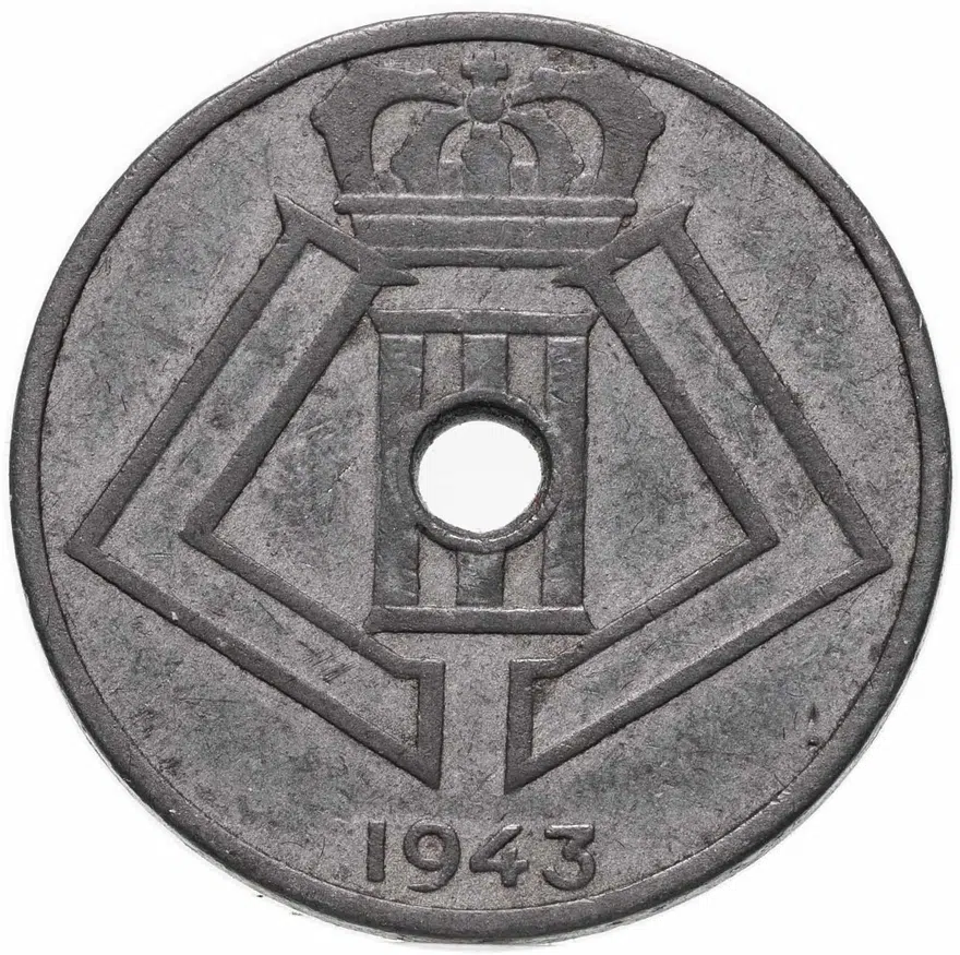 Бельгия 25 сантимов (centimes) 1943, реверс