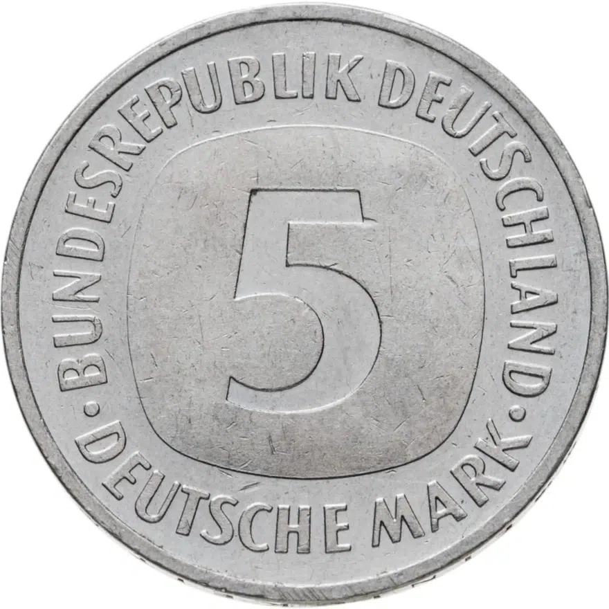Германия 5 марок 1989 отметка монетного двора "D" - Мюнхен, аверс
