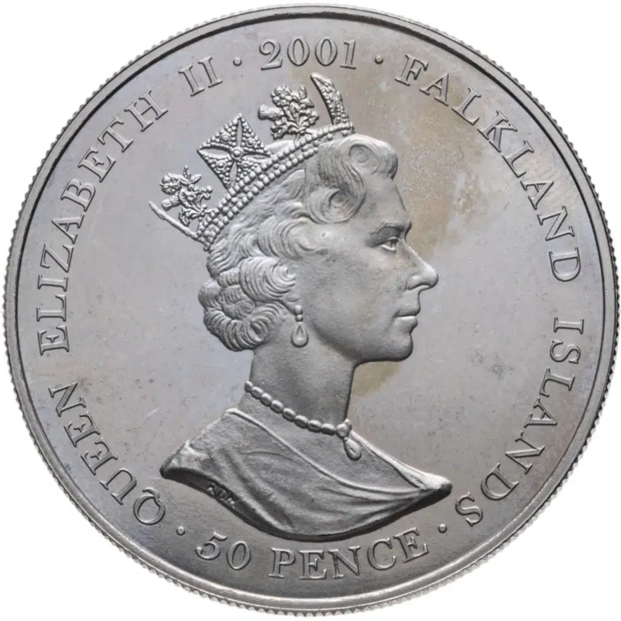 Фолклендские острова 50 пенсов (pence) 2001  "История монет Великобритании - Карл II"