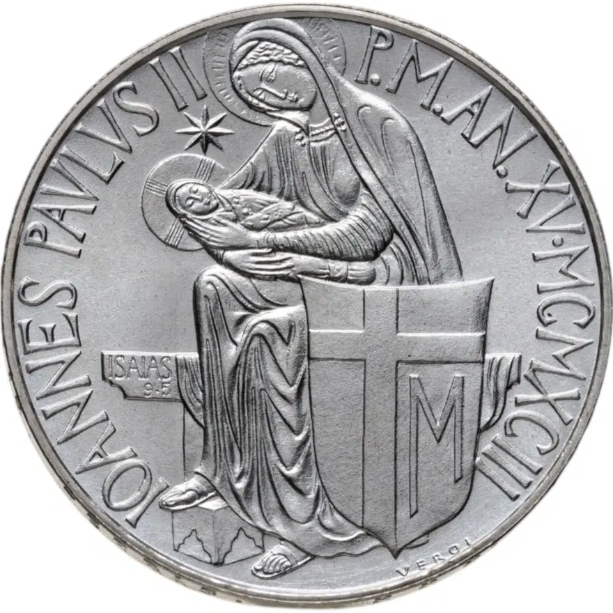 Ватикан 500 лир (lire) 1993 Мир во всём мире, реверс