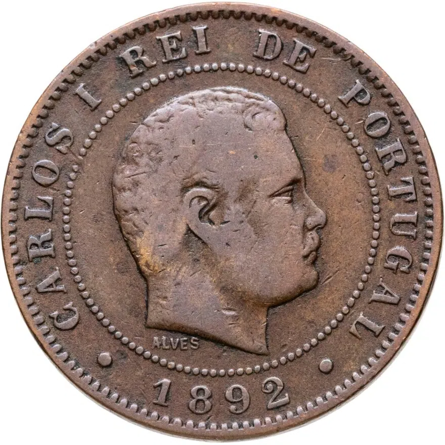Португалия 10 реалов (рейс, reis) 1892 А
