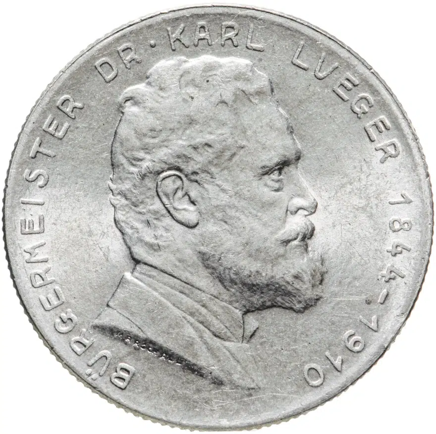 Австрия 2 шиллинга (shillings) 1935  25 лет со дня смерти Карла Люгера