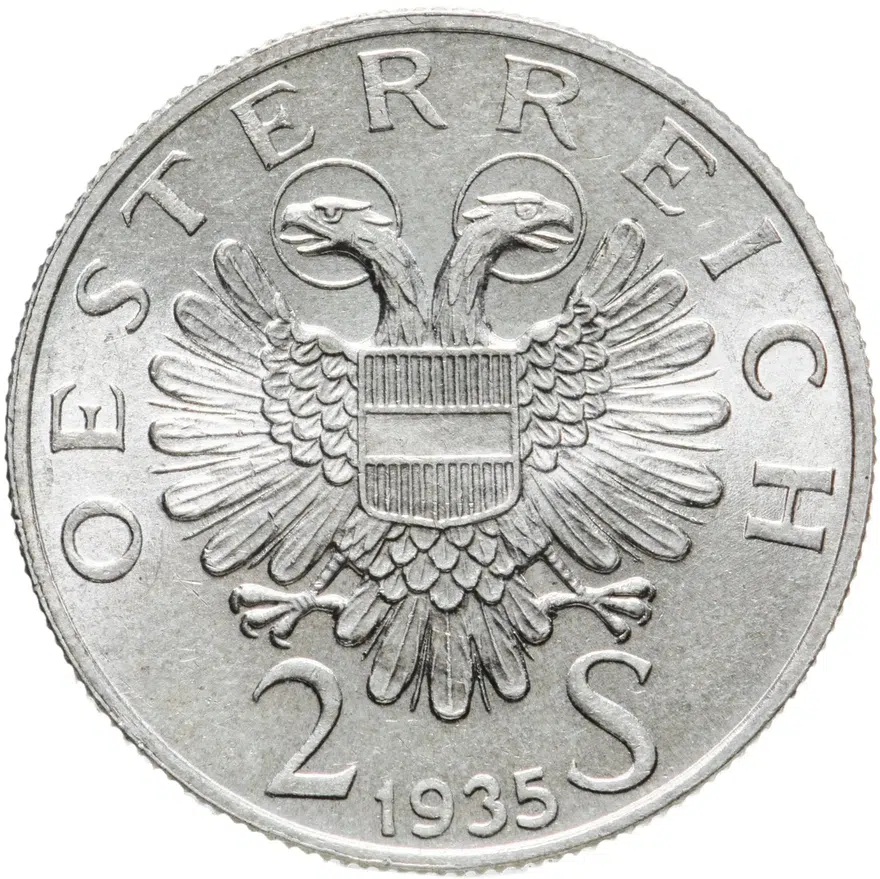 Австрия 2 шиллинга (shillings) 1935  25 лет со дня смерти Карла Люгера, реверс