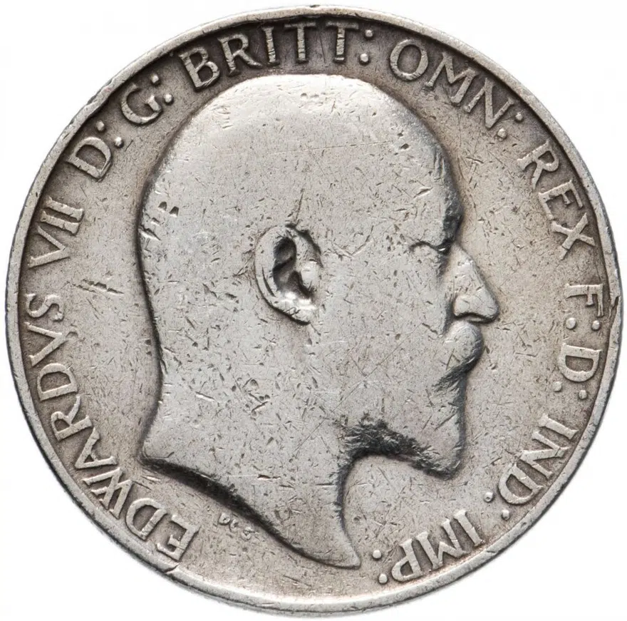 Великобритания 2 шиллинга (флорин, shillings) 1907, аверс