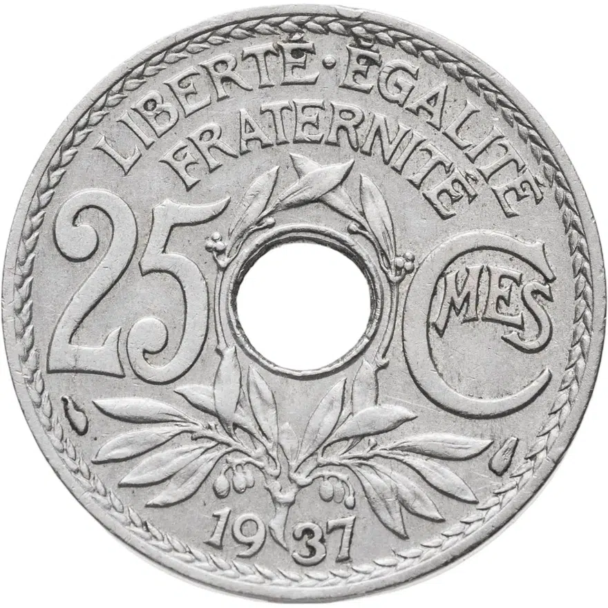 Франция 25 сантимов (centimes) 1937, аверс