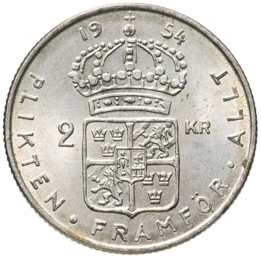 Швеция 2 кроны (kronor) 1954, реверс