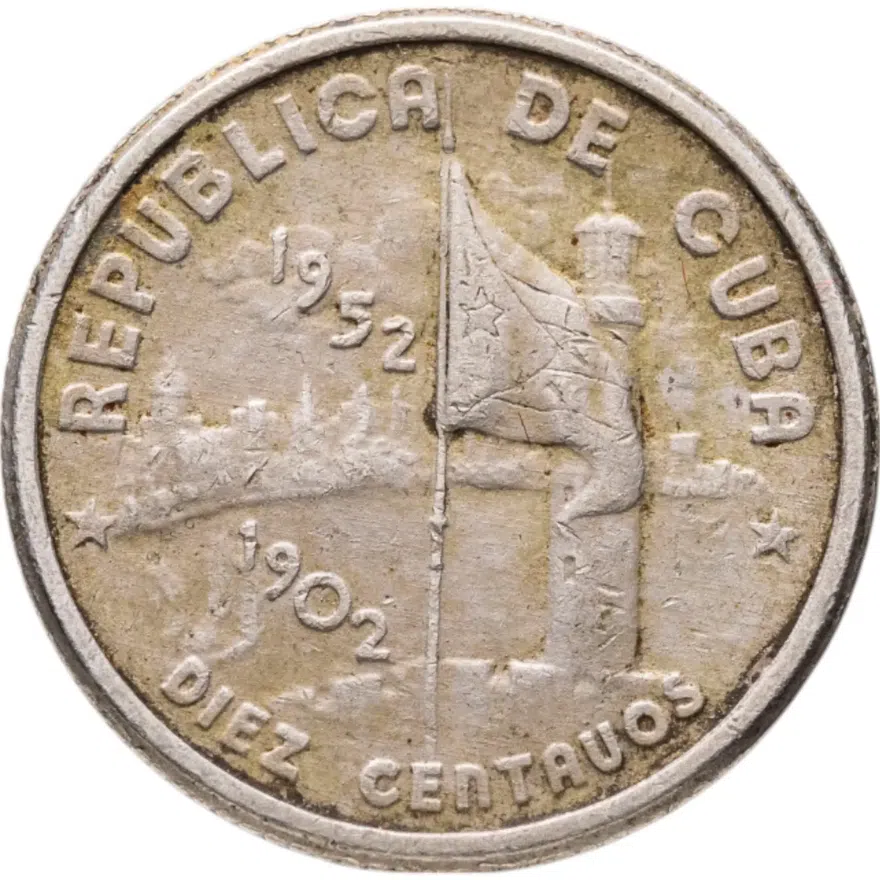 Куба 10 сентаво (centavos) 1952  50 лет Республике Куба