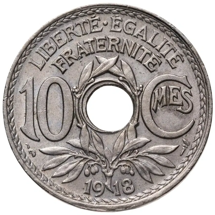 Франция 10 сантимов (centimes) 1918, реверс