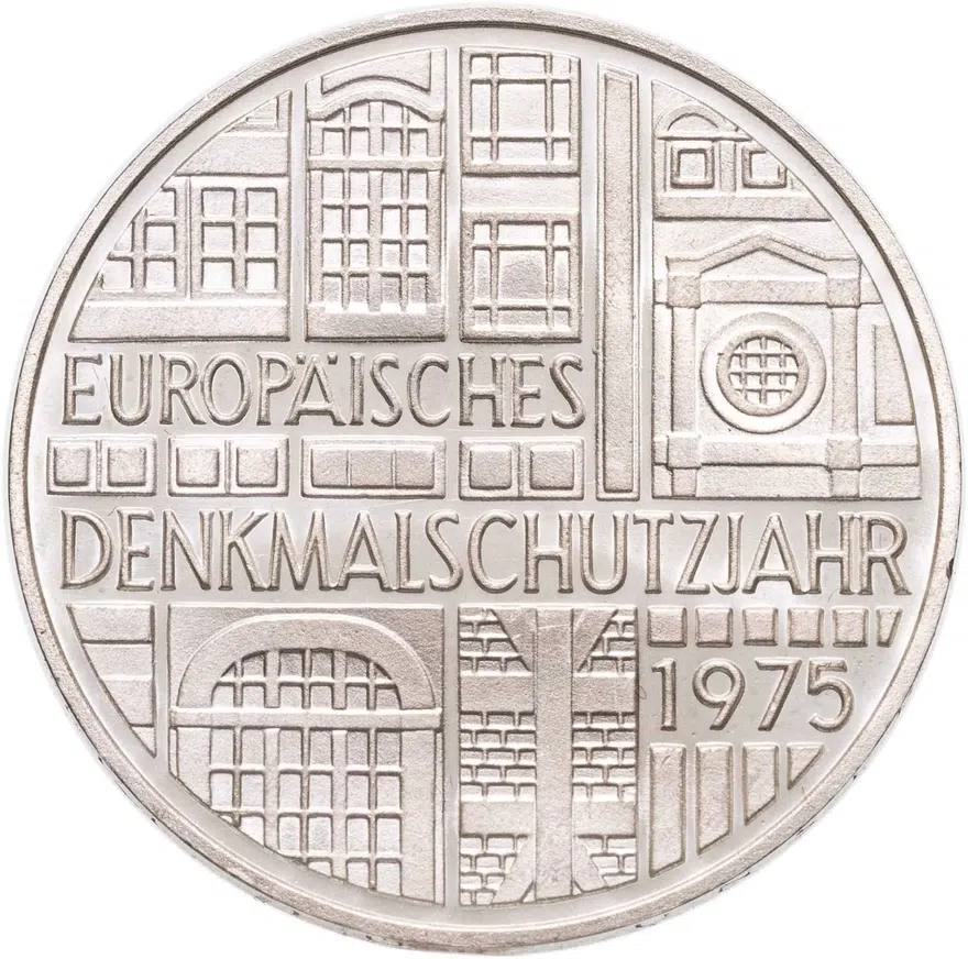 Германия 5 марок 1975 "Европейский год охраны памятников", реверс