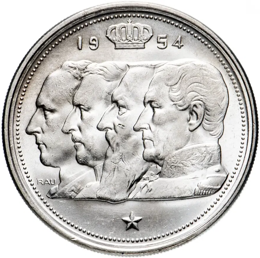 Бельгия 100 франков (francs) 1954 года (надпись на французском - BELGIQUE)