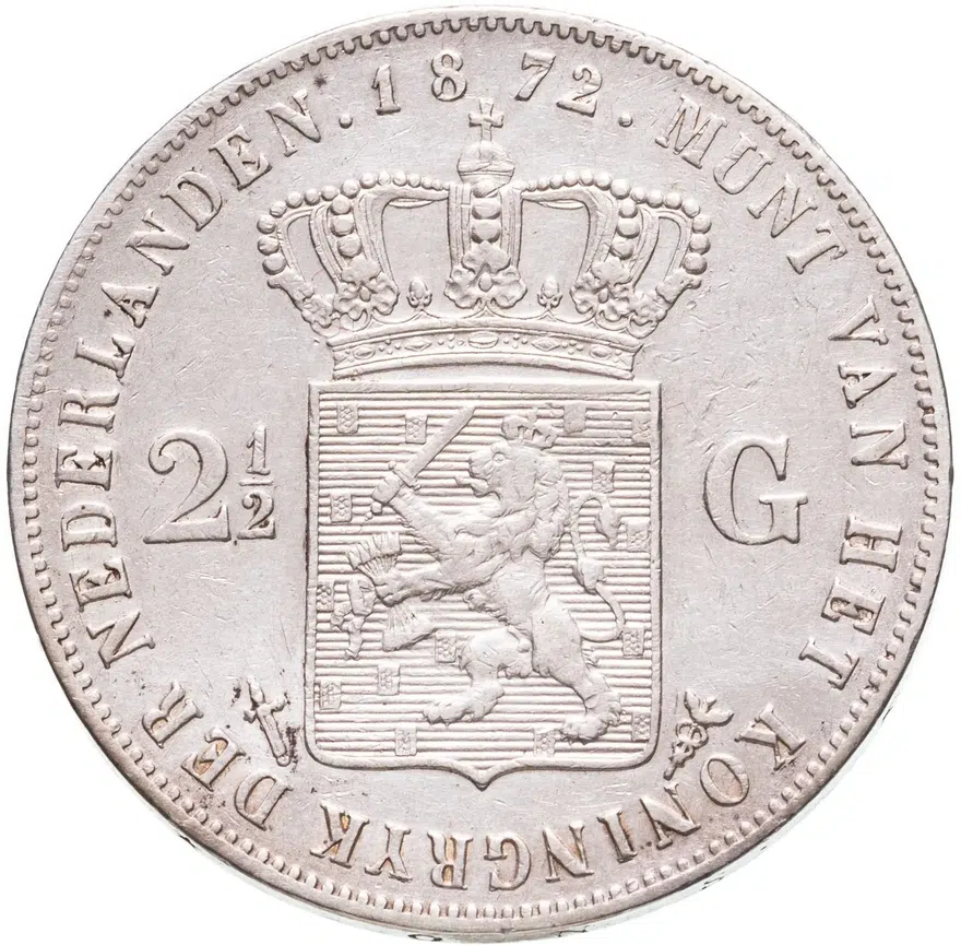 Нидерланды 2 1/2 гульдена (gulden) 1872, реверс