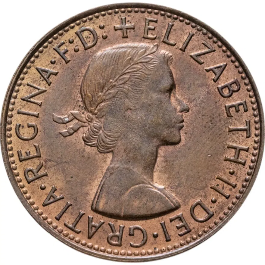 Австралия 1 пенни (penny) 1964 с точкой Елизавета II, аверс
