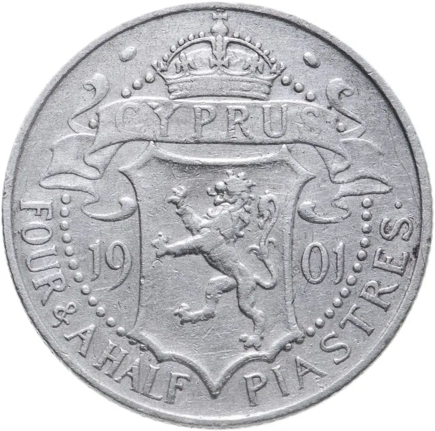 Кипр 4 1/2 пиастра (piastres) 1901, аверс
