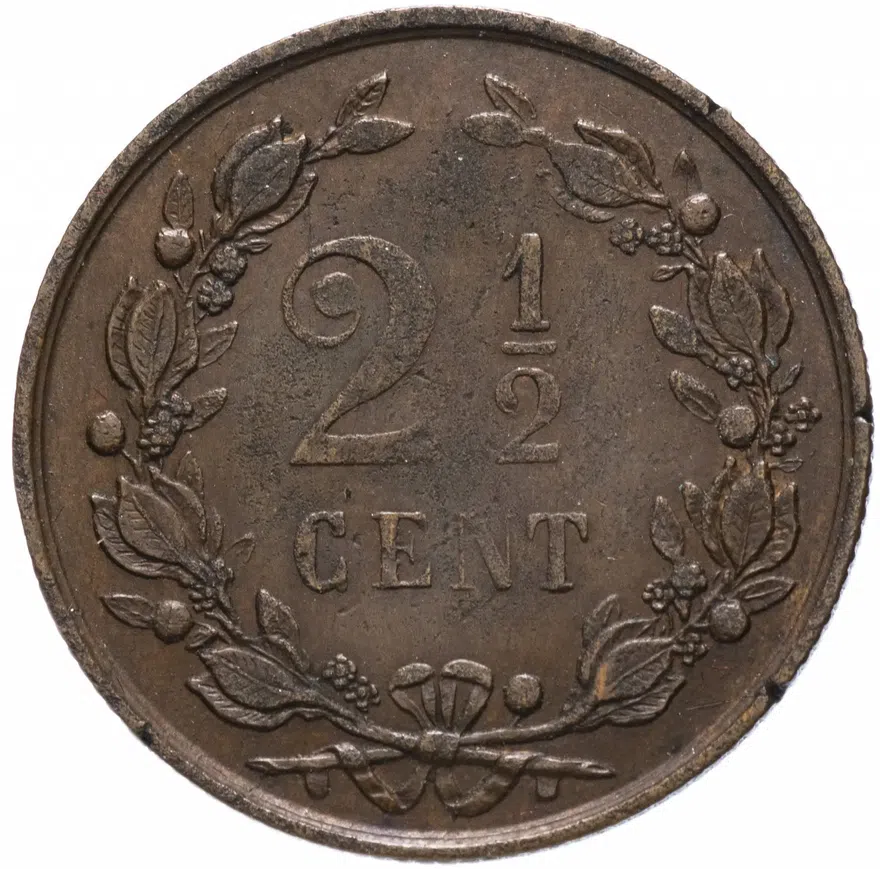Нидерланды 2 1/2 цента (cent) 1883, реверс