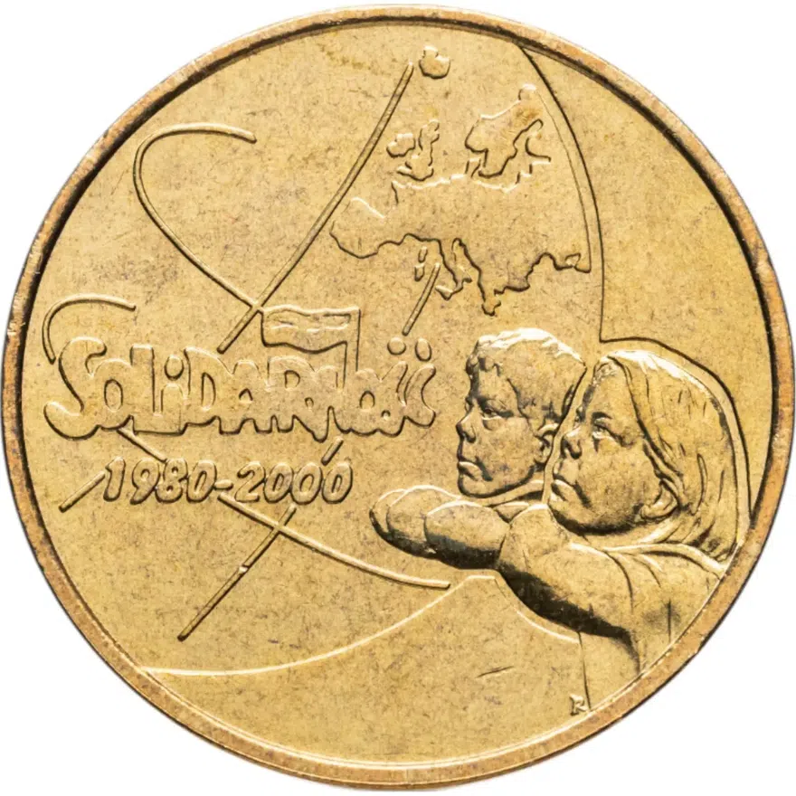 Польша 2 злотых (zlote) 2000 "20 лет независимому самоуправляемому профсоюзу «Солидарность»", аверс