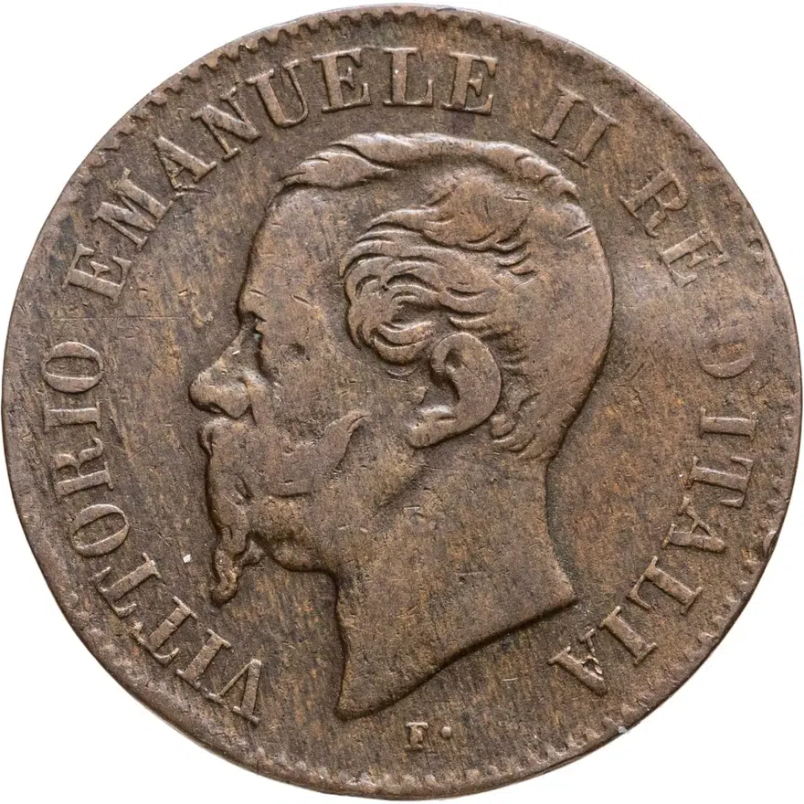 Италия 2 чентезимо (centesimi) 1867 M  знак монетного двора: "M" - Милан