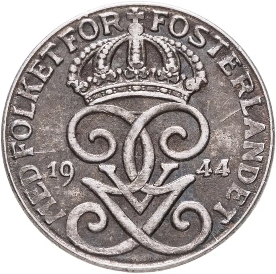 Швеция 1 эре (ore) 1944, аверс