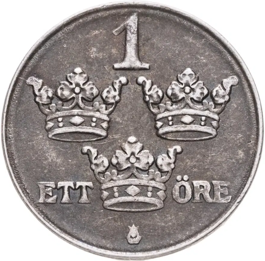 Швеция 1 эре (ore) 1944, реверс