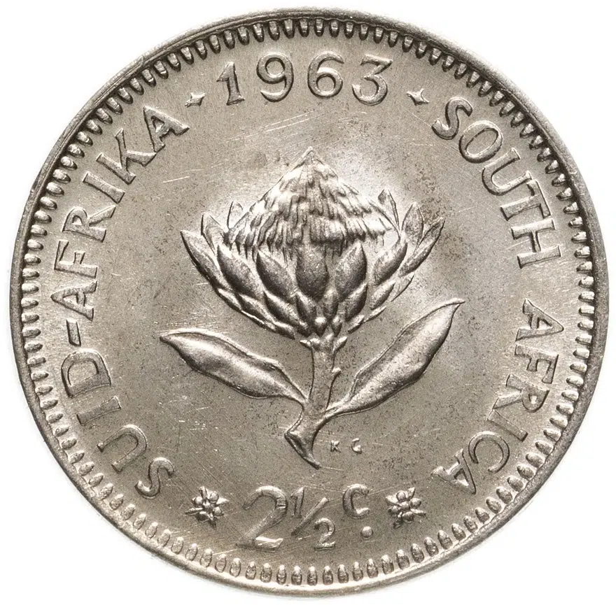 ЮАР 2 1/2 цента (cent) 1963, аверс