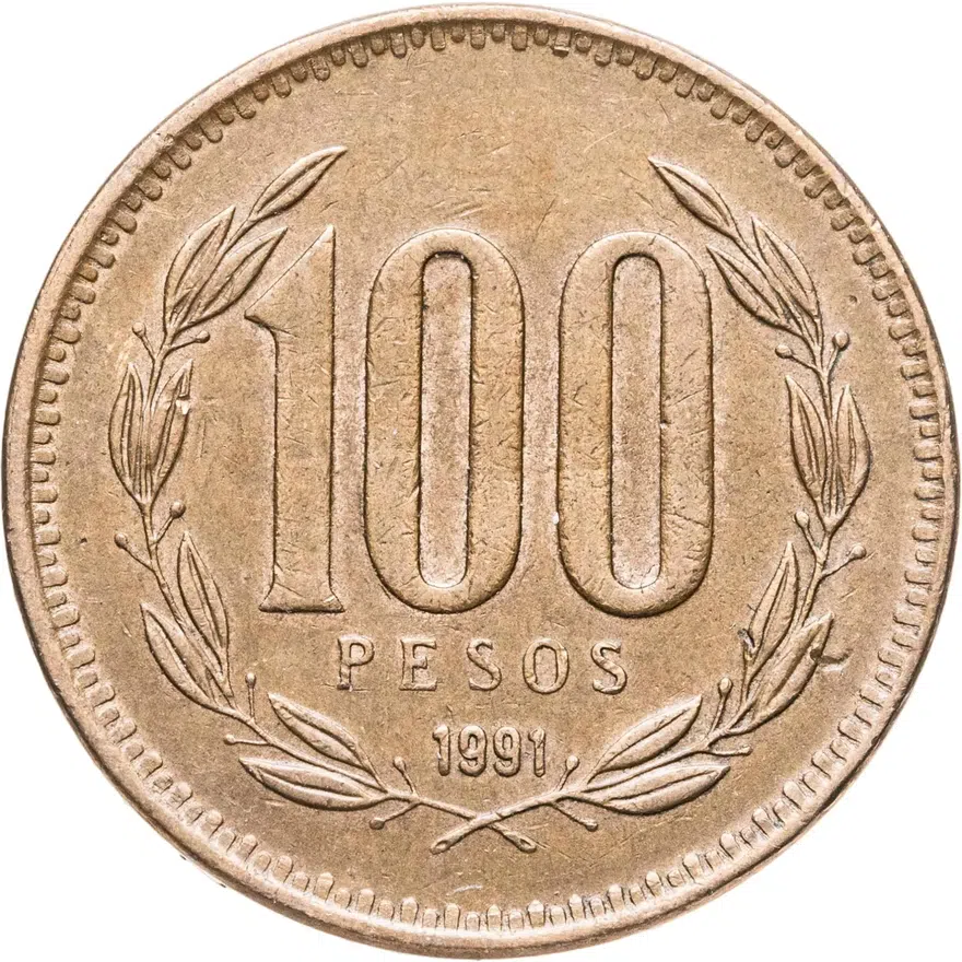 Чили 100 песо (pesos) 1991