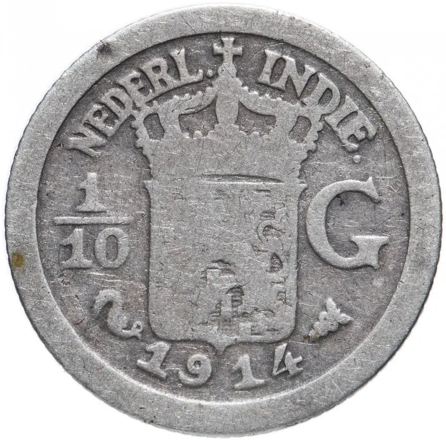 Голландская Ост-Индия 1/10 гульдена (gulden) 1914, реверс