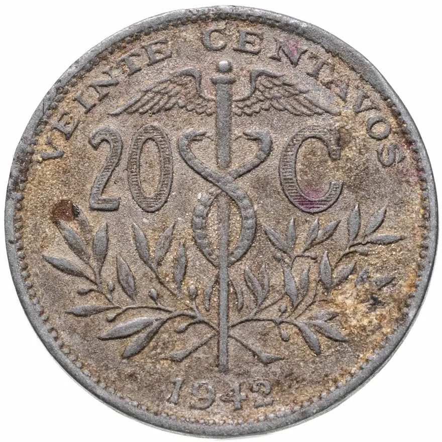 Боливия 20 сентаво (centavos) 1942, реверс