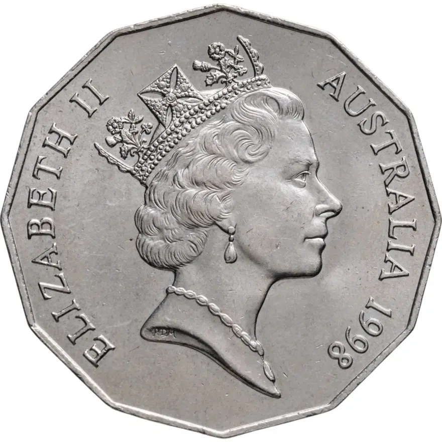 Австралия 50 центов (cents) 1998 "200 лет путешествию Джорджа Басса и Мэтью Флиндерса", реверс