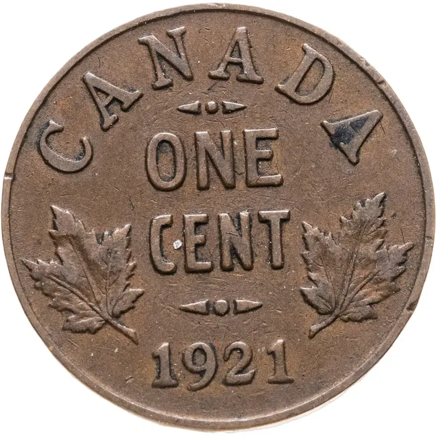Канада 1 цент (cent) 1921, аверс