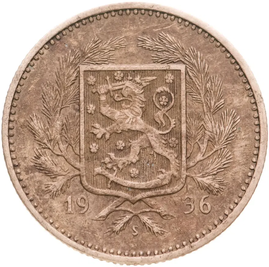 Финляндия 5 марок (markkaa) 1936, реверс