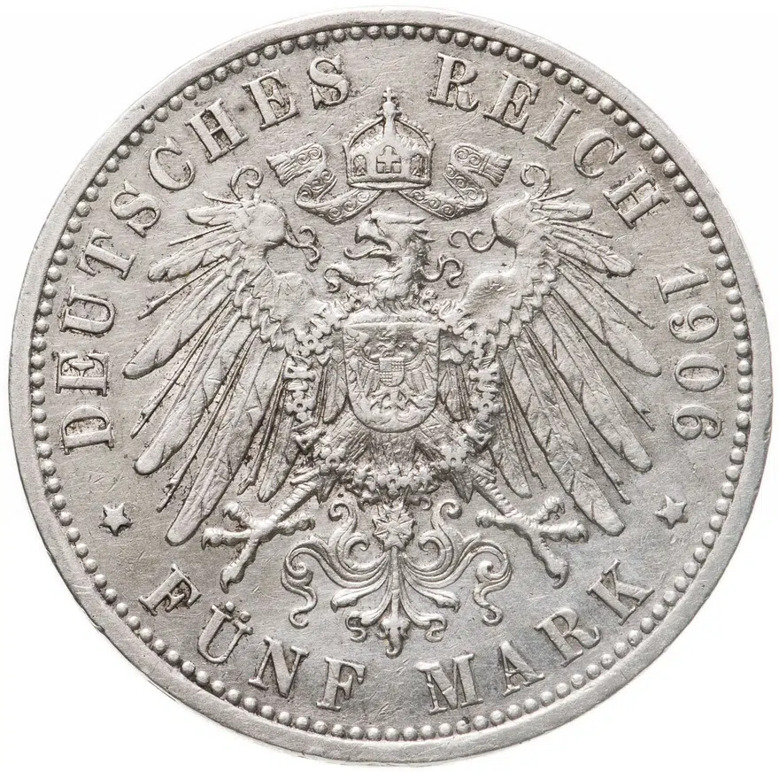 Германия (Империя) 5 марок (mark) 1906, реверс