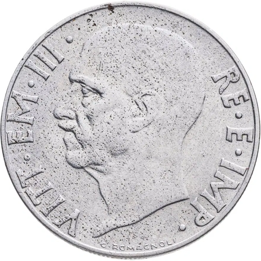 Италия 20 чентезимо (centesimi) 1939  Не магнетик, ребристый гурт 1939 - XVII, реверс