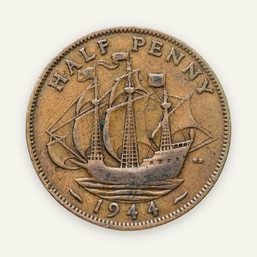 Великобритания 1/2 пенни (penny) 1944, реверс
