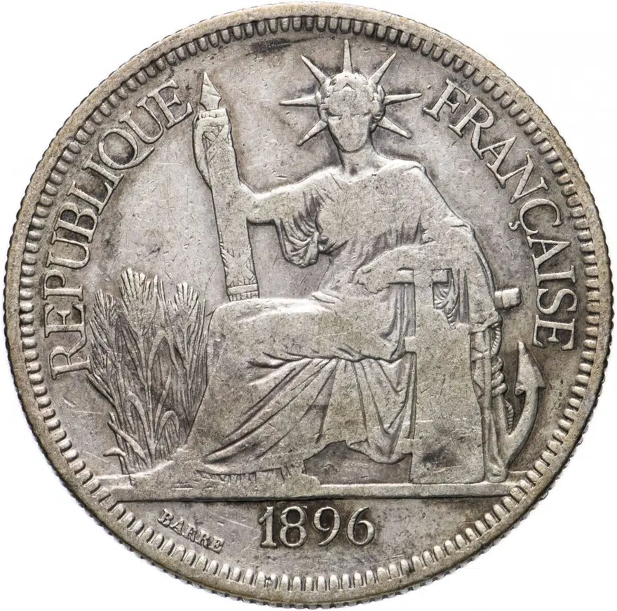 Французский Индокитай 1 пиастр (piastre) 1896