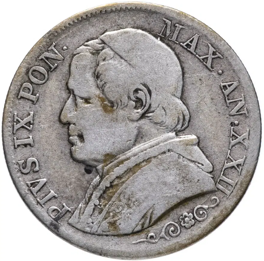 Папская область 1 лира (lira) 1867 XXII